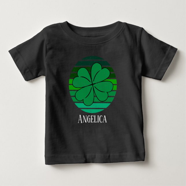 St. Patrick's Day Name 4 Leaf Clover Retro Baby T-shirt (Vorderseite)