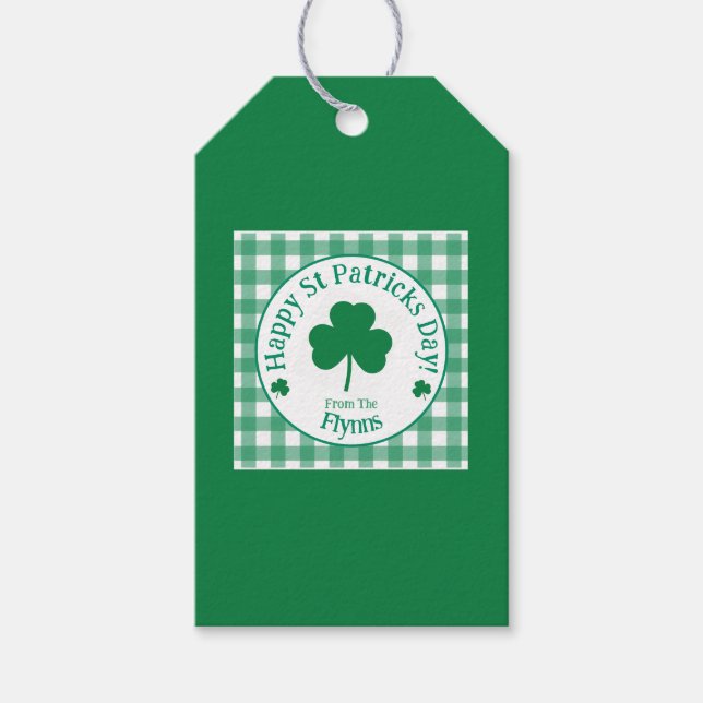 St Patricks Day NAME Irisches Kleeblatt Grün Häkch Geschenkanhänger (Vorderseite)