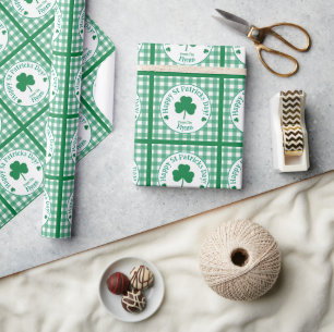 St Patricks Day NAME Irisches Kleeblatt Grün Häkch Geschenkpapier