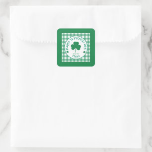 St Patricks Day NAME Irisches Kleeblatt Grün Häkch Quadratischer Aufkleber