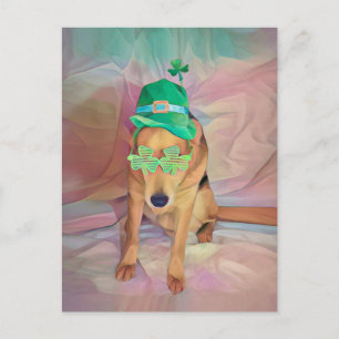 St Patricks Day Niedlich Funny Irish Hipster Dog Postkarte