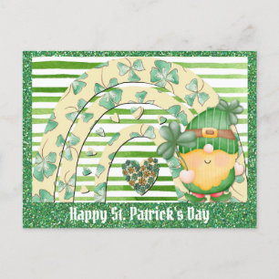 St Patricks Day Niedlich Gnome Green Kleeblatt Postkarte