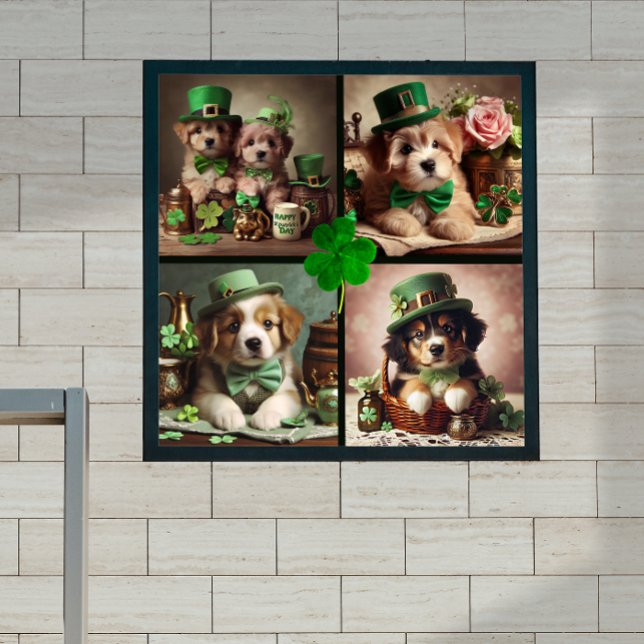 St Patrick's Day Niedlich Irish Puppies Green Part Poster (St Patrick's Day Cute Irish Puppies Green Party Poster)