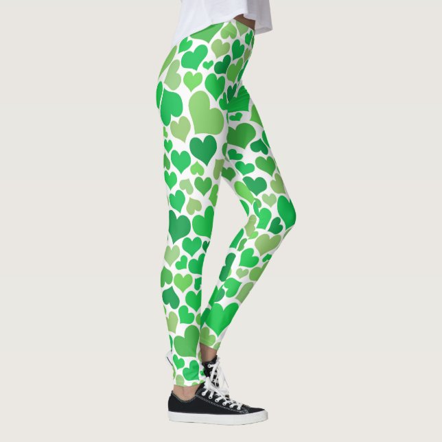 St. Patrick's Day Niedlich Lucky Green Hearts Mode Leggings (Rechts)