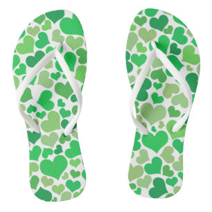 St Patricks Day Niedlich Lucky Green Hearts Patter Flip Flops