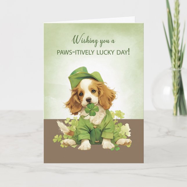 St. Patricks Day Niedlich Puppy Dog Lucky wünscht Karte (Vorderseite)