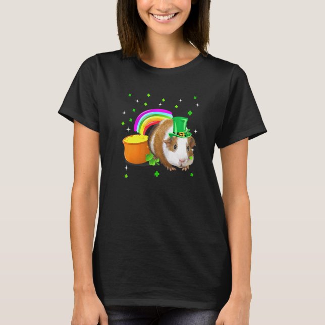 St Patricks Day Niedliche Guinea Pig irisches Klee T-Shirt (Vorderseite)