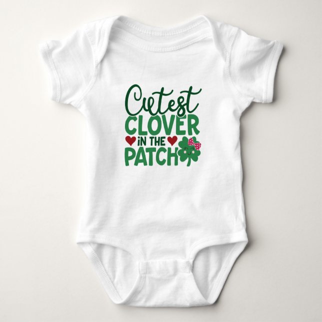 St. Patricks Day Niedliche Klee in den Patch Girls Baby Strampler (Vorderseite)