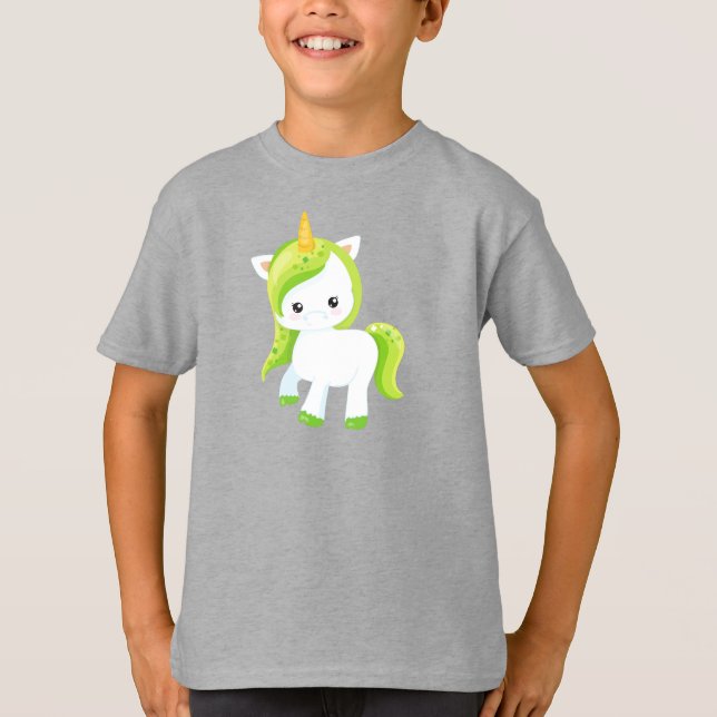 St. Patrick's Day, Niedliches Einhorn, magisches E T-Shirt (Vorderseite)