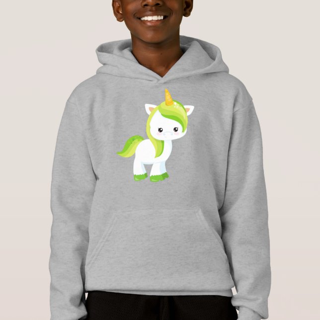 St. Patrick's Day, Niedliches Einhorn, Zaubereinho Hoodie (Vorderseite)