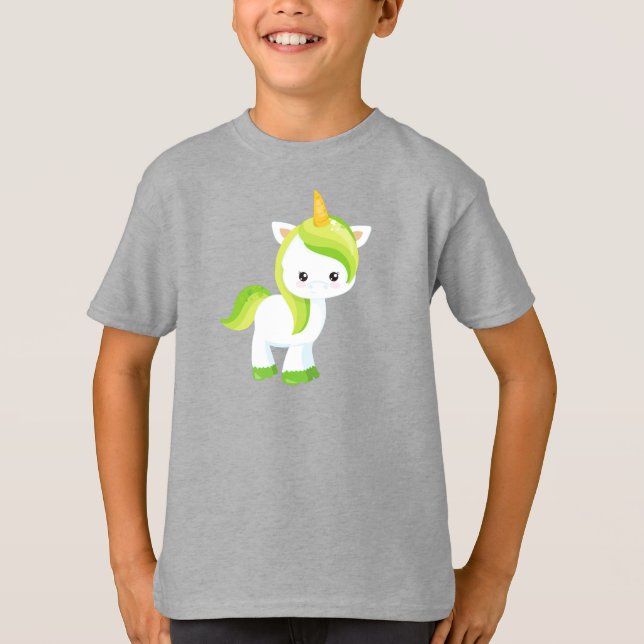 St. Patrick's Day, Niedliches Einhorn, Zaubereinho T-Shirt (Vorderseite)