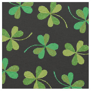 St Patricks Day Niedliches Kleeblatt Muster Green  Stoff