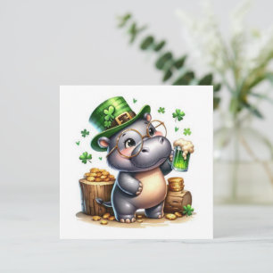 St. Patrick's Day Nilpferd Feiertagskarte