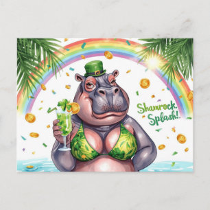 St. Patrick's Day Nilpferd-Poolparty Feiertagspostkarte