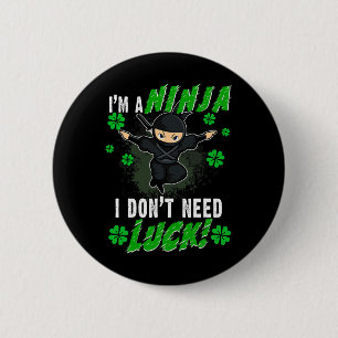 St. Patrick's Day Ninja Luck Green Kids Geschenkha Button