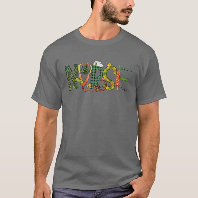 St Patrick's Day Nurse Life Stethoscope Leopard Sh T-Shirt (Vorderseite)