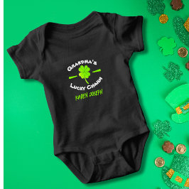 St. Patrick's Day Oma's Lucky Charm Black Baby Strampler