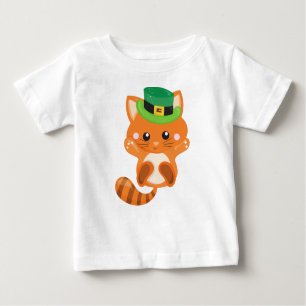 St. Patrick's Day, Orange Cat, Leprechaun Hat Baby T-shirt
