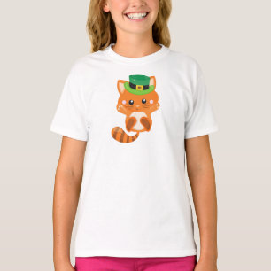 St. Patrick's Day, Orange Cat, Leprechaun Hat T-Shirt