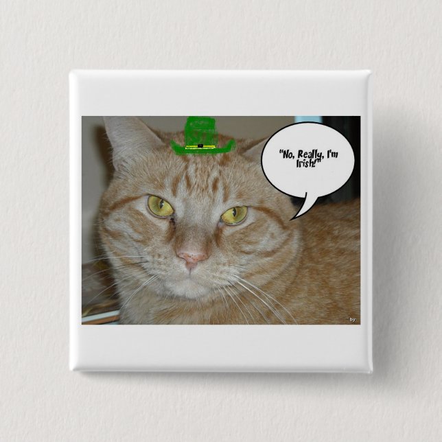 St. Patrick's Day Orange Tabby Cat Button (Vorderseite)