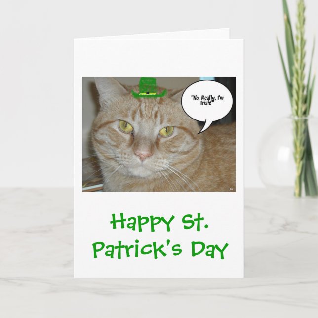 St. Patrick's Day Orange Tabby Cat Karte (Vorderseite)