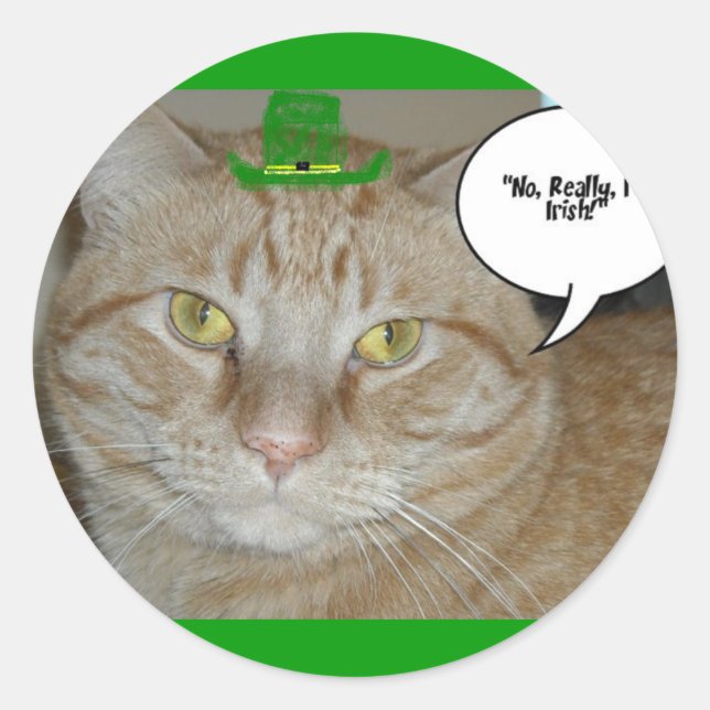St. Patrick's Day Orange Tabby Cat Runder Aufkleber (Vorderseite)