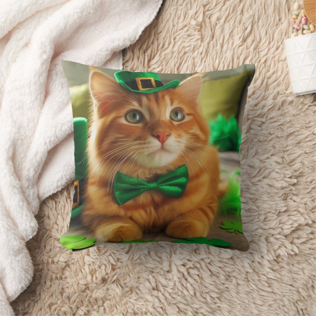 St Patrick's Day Orange Tabby Kissen (Decke)