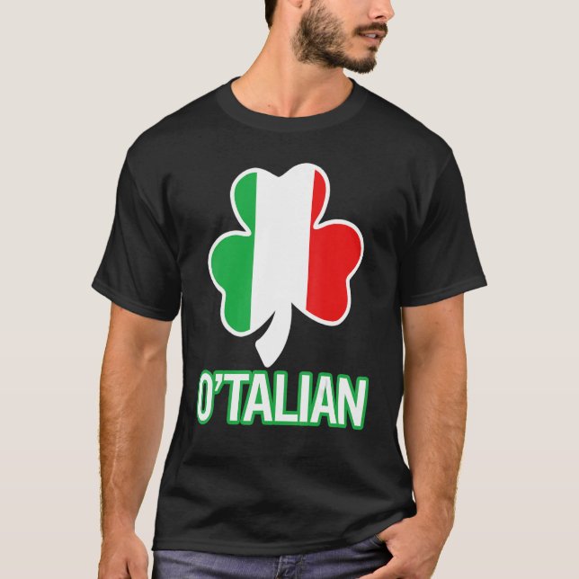 St Patricks Day O'talian Italia Flag Italia Lucky T-Shirt (Vorderseite)