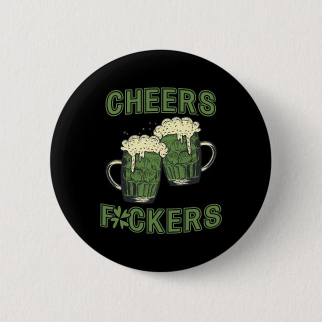 St. Patricks Day Outfit Prost Ers Trinkt Bier Iris Button (Vorderseite)