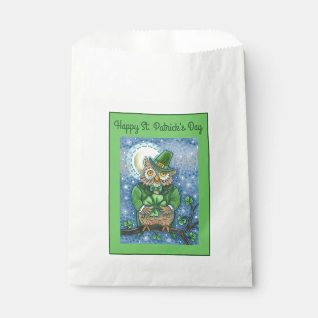 ST. PATRICK'S DAY OWL, 4 LEAF CLOVER LEPRECHAUN GESCHENKTÜTCHEN (Vorderseite)