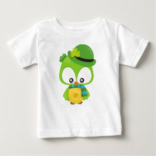 St. Patrick's Day Owl, Clovers, Leprechaun Hat Baby T-shirt