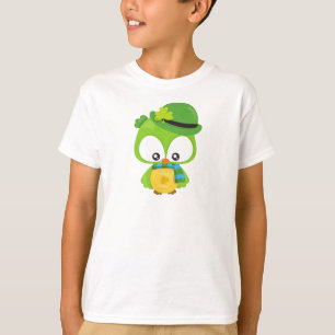 St. Patrick's Day Owl, Clovers, Leprechaun Hat T-Shirt