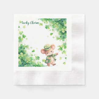 St. Patrick's Day Paper Napkin mit charmanter Maus Serviette