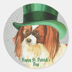 St. Patrick's Day Papillon Classic Round Sticker