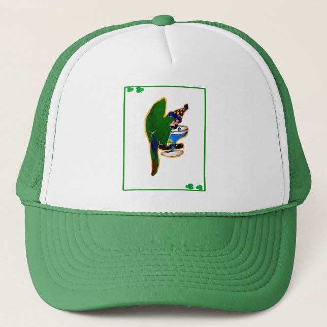 St. Patrick's Day Parrot Truckerkappe (Vorderseite)