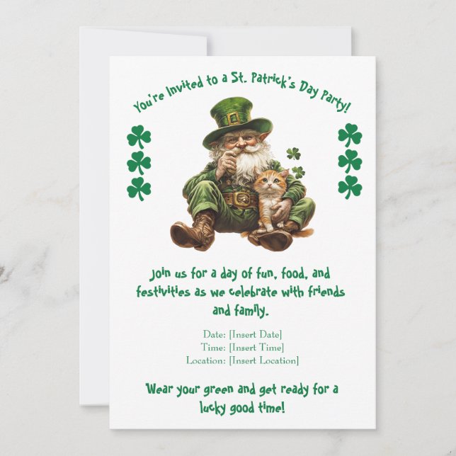 St. Patrick's Day Party Einladung für Cat Lovers (Vorderseite)