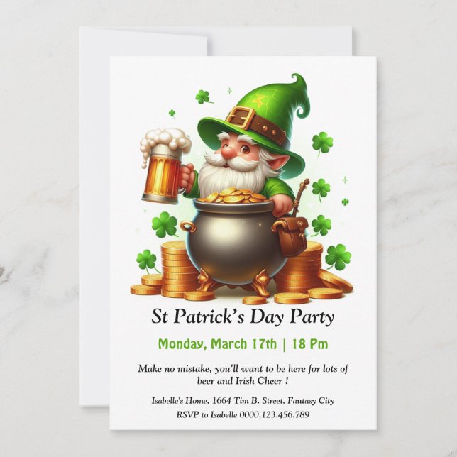 St. Patrick's Day Party Einladung - Viel Bier (Vorderseite)