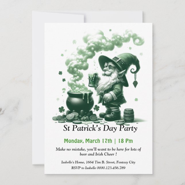 St. Patrick's Day Party Einladung - Viel Bier (Vorderseite)