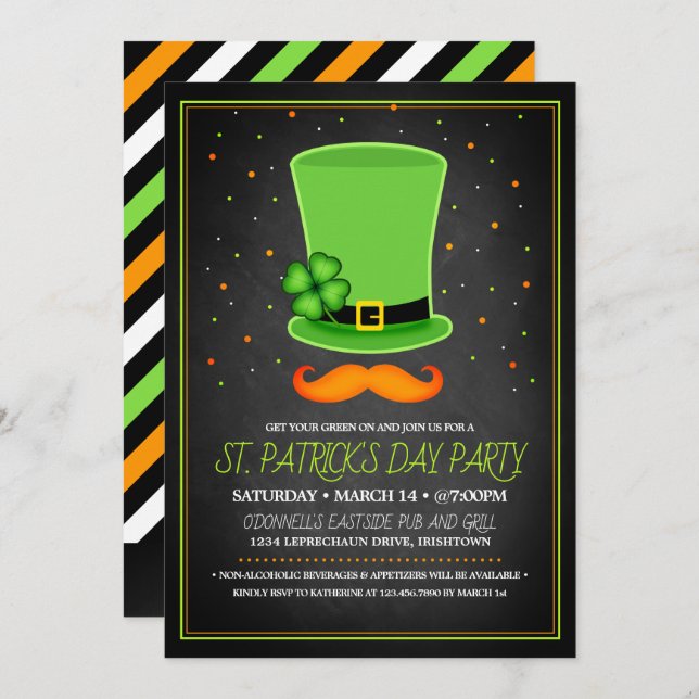 St. Patrick's Day Party Einladungen (Vorne/Hinten)