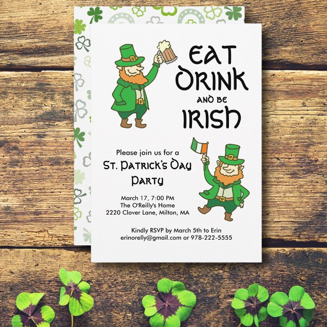 St Patricks Day Party essen Drink Irish Leprechaun Einladung (Von Creator hochgeladen)