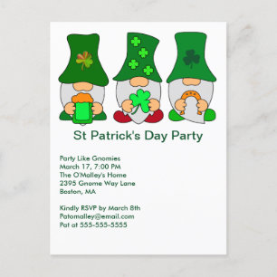 St Patricks Day Party Gnomies Einladung Postkarte