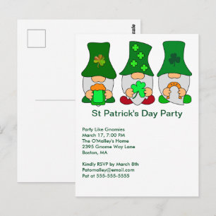St. Patricks Day Party Gnomies Einladung Postkarte
