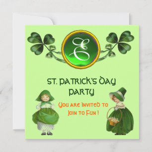 ST. PATRICK'S DAY PARTY GREEN EMERALD MONOGRAM EINLADUNG