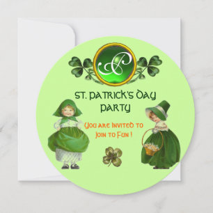 ST. PATRICK'S DAY PARTY GREEN EMERALD MONOGRAM EINLADUNG
