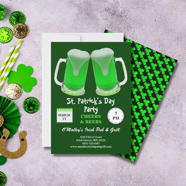 St Patrick's Day Party Green Frosty Cheers Einladung (St Patrick's Day Party Green Frosty Cheers Invitation)