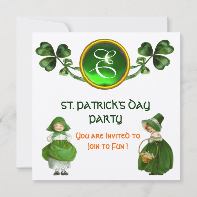 ST. PATRICK'S DAY PARTY GREEN SILVER MONOGRAM EINLADUNG (Vorderseite)