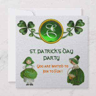 ST. PATRICK'S DAY PARTY GREEN SILVER MONOGRAM EINLADUNG