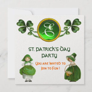 ST. PATRICK'S DAY PARTY GRÜNES SMARAGD-MONOGRAMM EINLADUNG