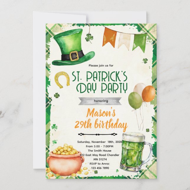 St. Patrick's Day Party Invitation Einladung (Vorderseite)