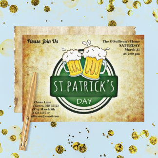 St Patrick's Day Party Irish Brew Retro Parchment Einladung
